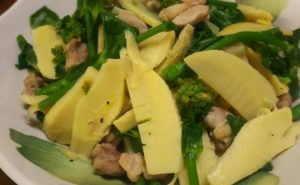 せせりと春野菜の筍炒め