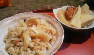 田植えの昼ごはん　筍ごはん＆おでん