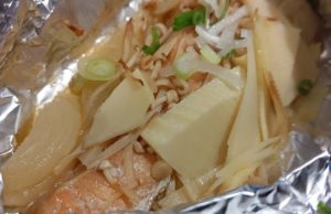 鮭と筍姫のホイル焼き