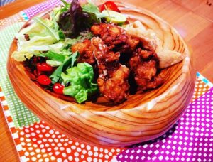 筍姫と鶏の唐揚げ