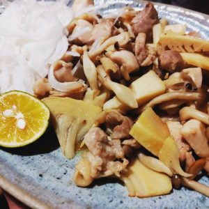 鶏と筍姫の塩ニンニク炒め