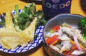 タケノコ天ぷら&アジ南蛮漬け