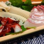 筍姫&お刺身　器も竹だよ！！！