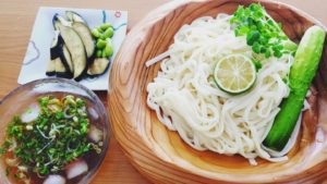 夏のお野菜とスダチとうどん