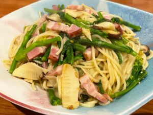 たけのこと菜の花の春パスタ♬ 柚子胡椒Ver