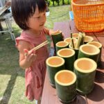 流しそうめん用の竹の器とお箸