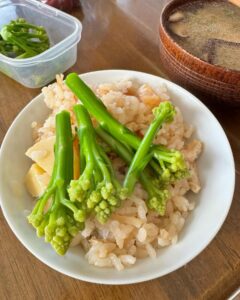 たけのこごはん　ホタテとロマネスコVer