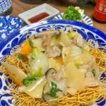 タケノコたっぷりのあんかけかた焼きそば