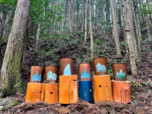 万博に阿波たけのこ農園の竹からできたごみ箱が登場！